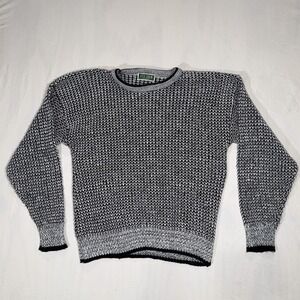 Vintage Ivy Club Classic Sweater Adult Large Black Whire Knit Crewneck 90s USA
